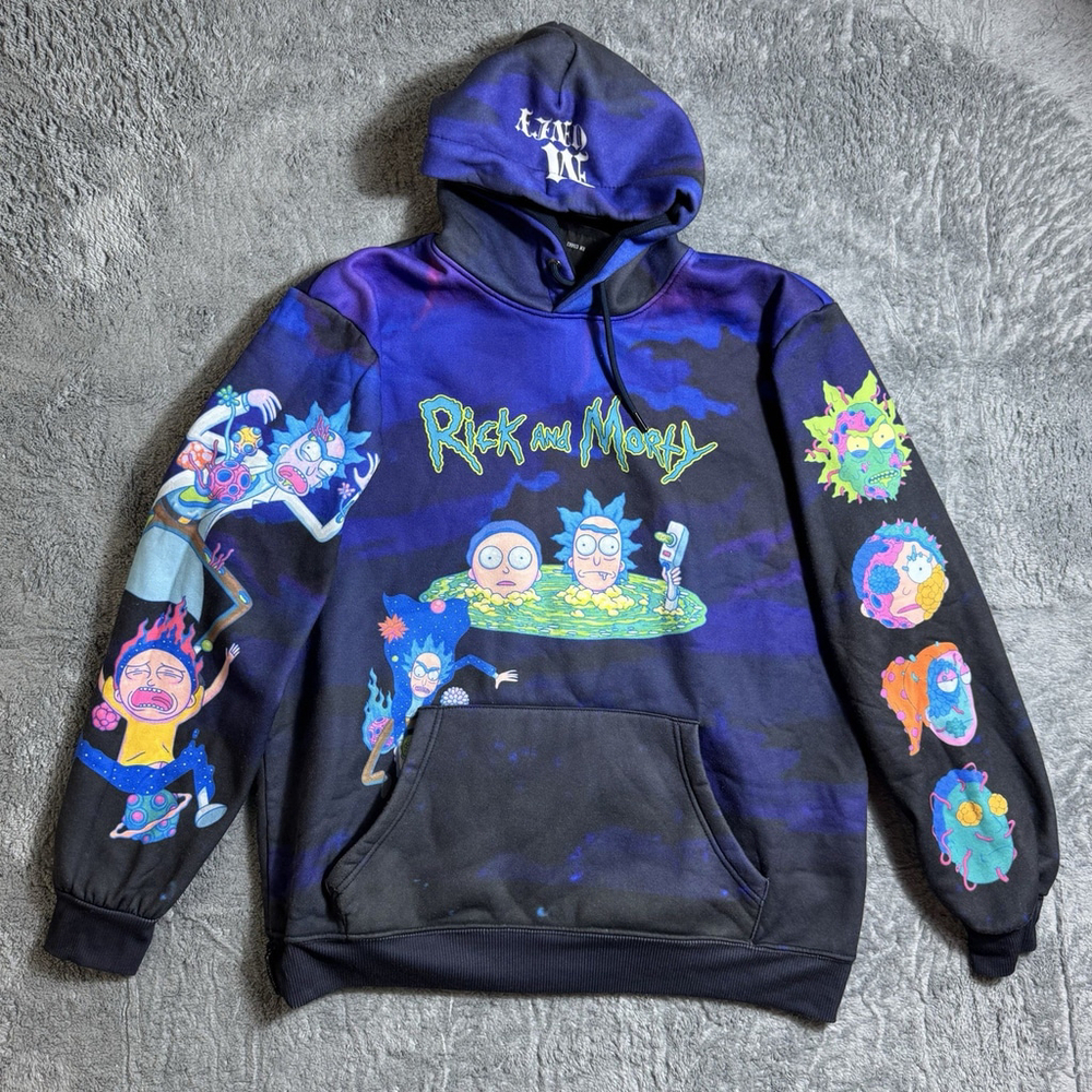 Members Only Rick & Morty Pullover Hoodie - Size Large- Adult Swim Graphic